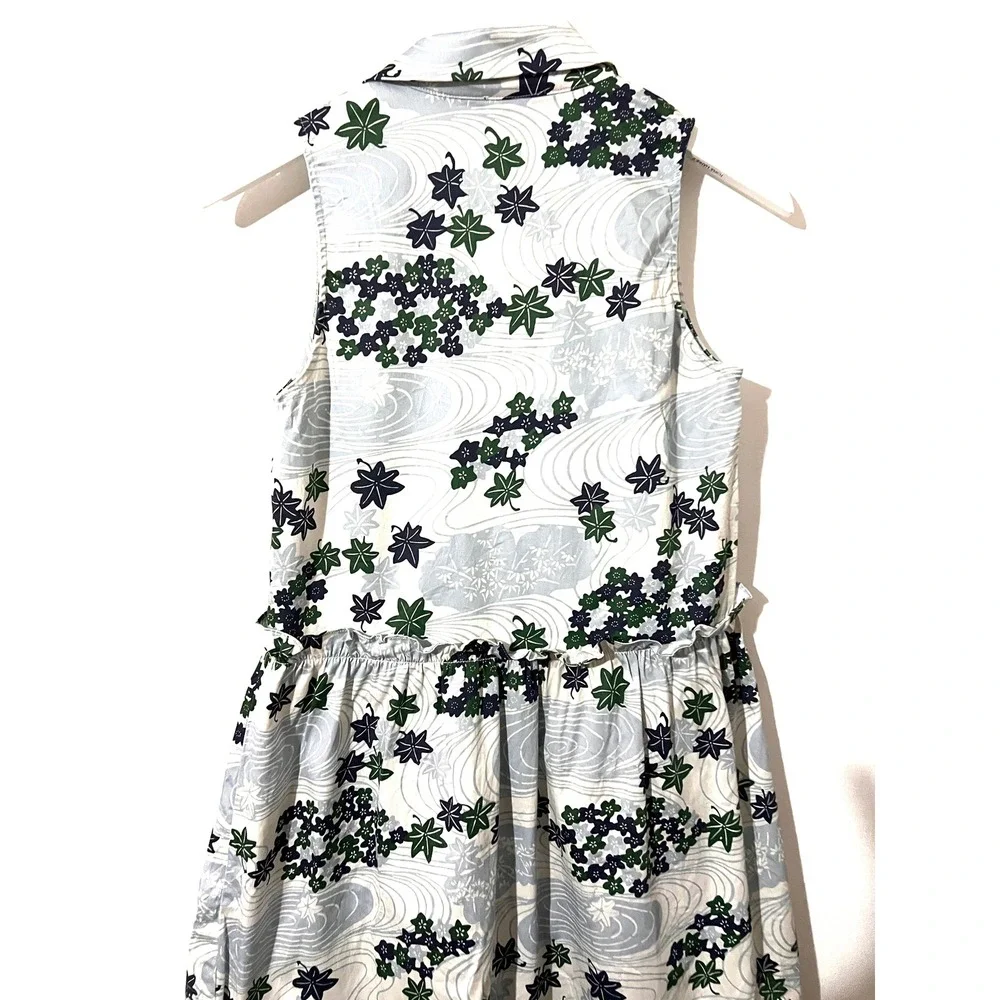 TUCKERNUCK Provence Breeze Sleeveless Royal  Floral Leaf Button Shirt Dress XS - Picture 5 of 9